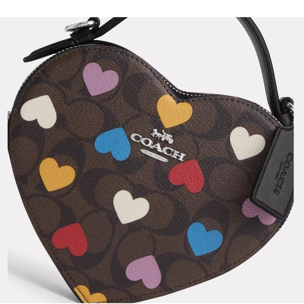 Coach NWT Heart Crossbody Silver/ Metallic Hearts CPO22 - Picture 6 of 7